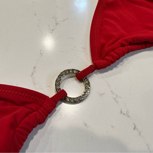 Anthropologie Red Carter String Bikini with Goldtone + Rhinestone Embellishments - Picture 8 of 9